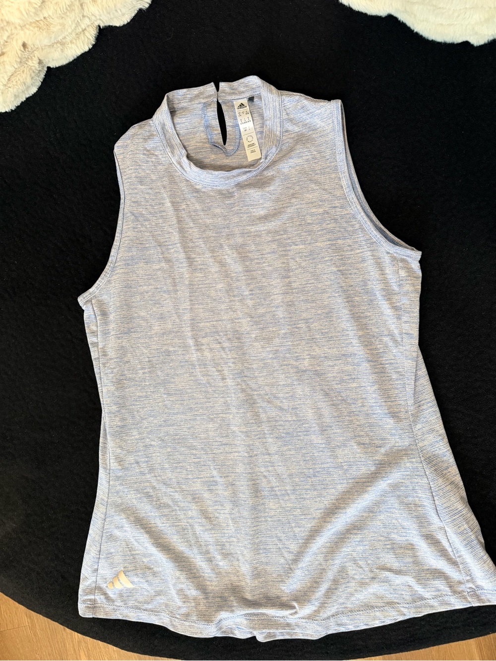 Adidas Womenโs Sleeveless Mock Neck Top in Light Heather Gray